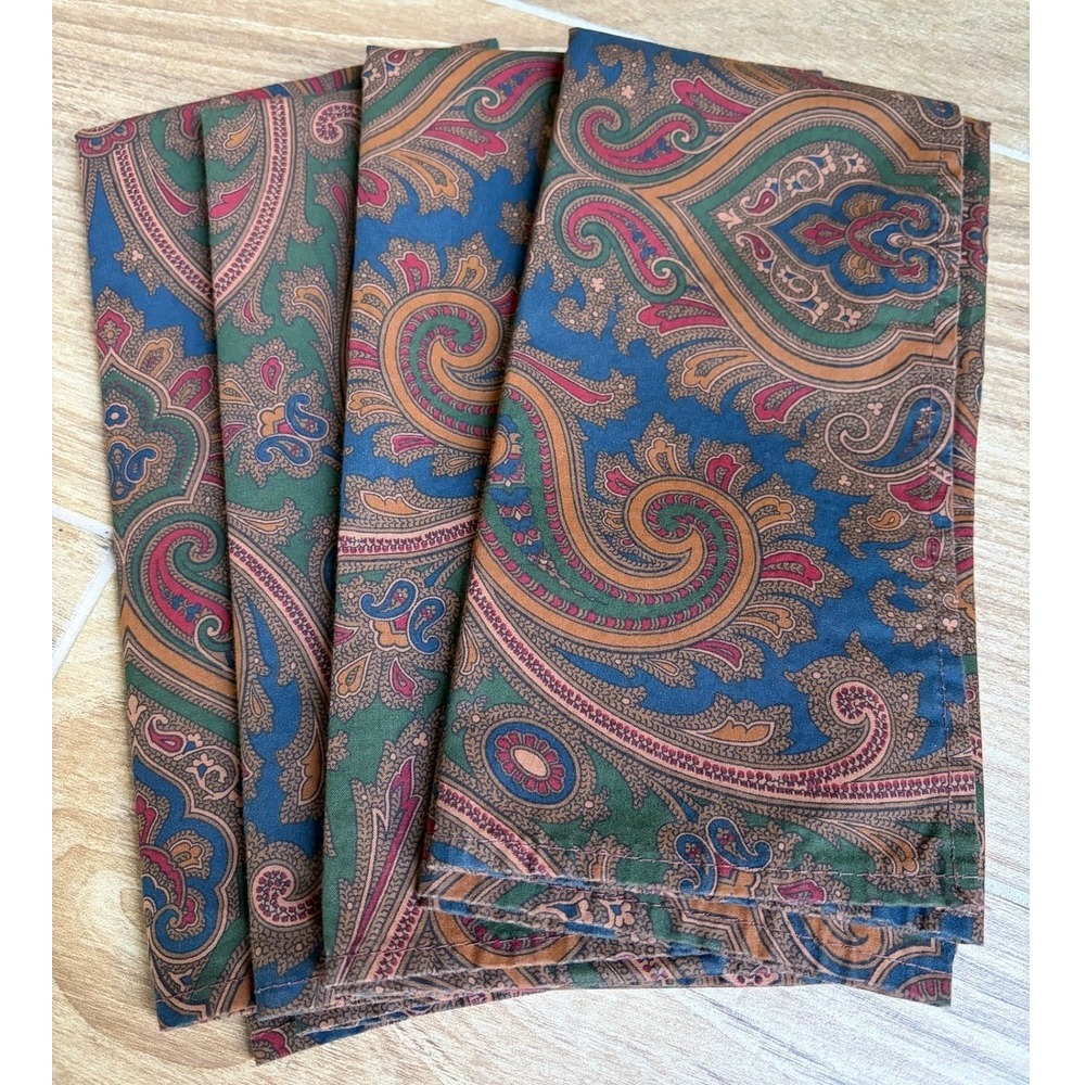 Vintage Ralph Lauren Elizabeth Paisley Brianna Dinner Napkins Set of 4 NWOT 80s